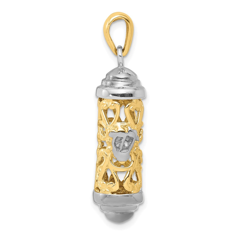 14K Two-Tone 3-D Mezuzah Pendant