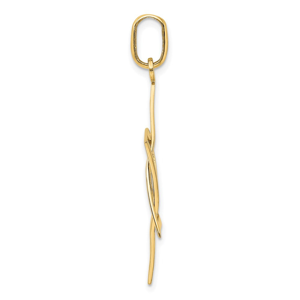 14K and White Rhodium Elongated Star Of David Charm