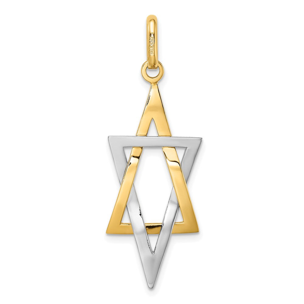 14K and White Rhodium Elongated Star Of David Charm