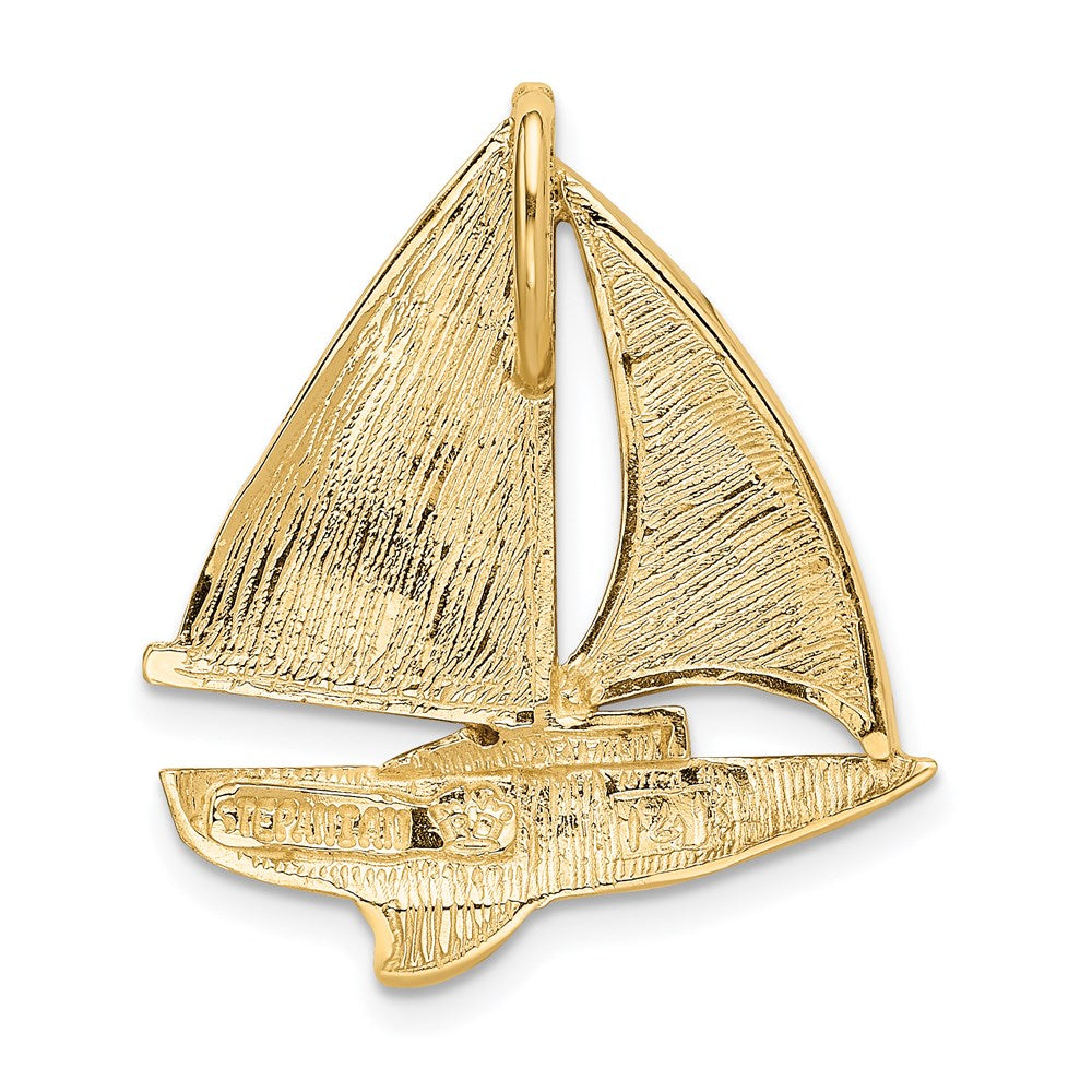 14K Lab Created Opal Sailboat Omega Slide