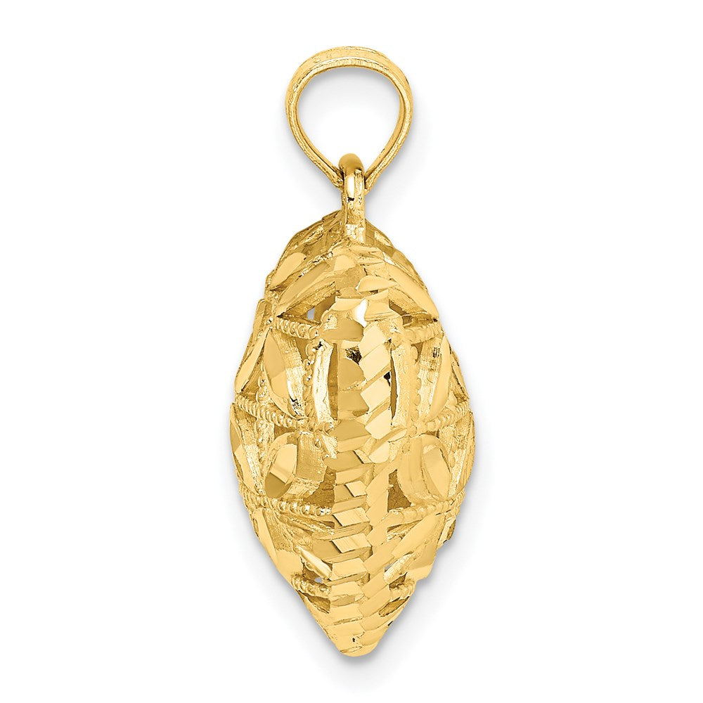 14K Polished 3-D Filigree Puffed Heart Pendant