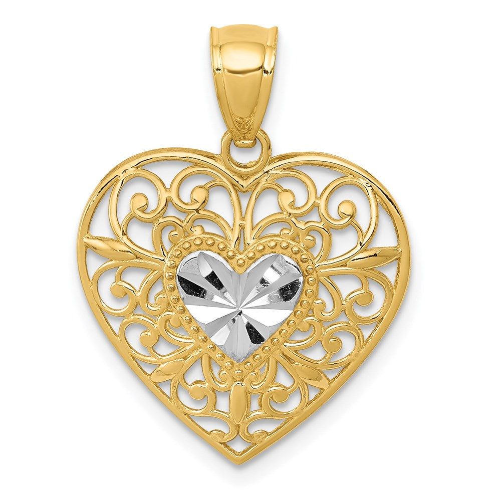 Diamond-cut;Polished;14K Yellow gold & rhodium