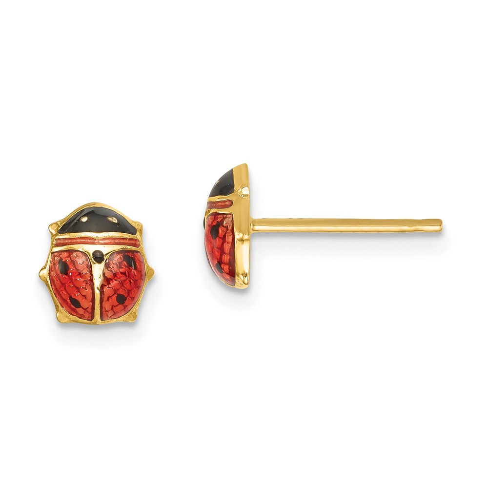 Casted;Polished;14k Yellow gold;Hollow;Post;Enamel