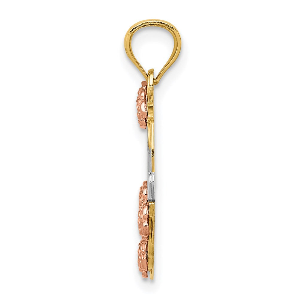 14k Two-tone with White Rhodium MOM Heart Pendant