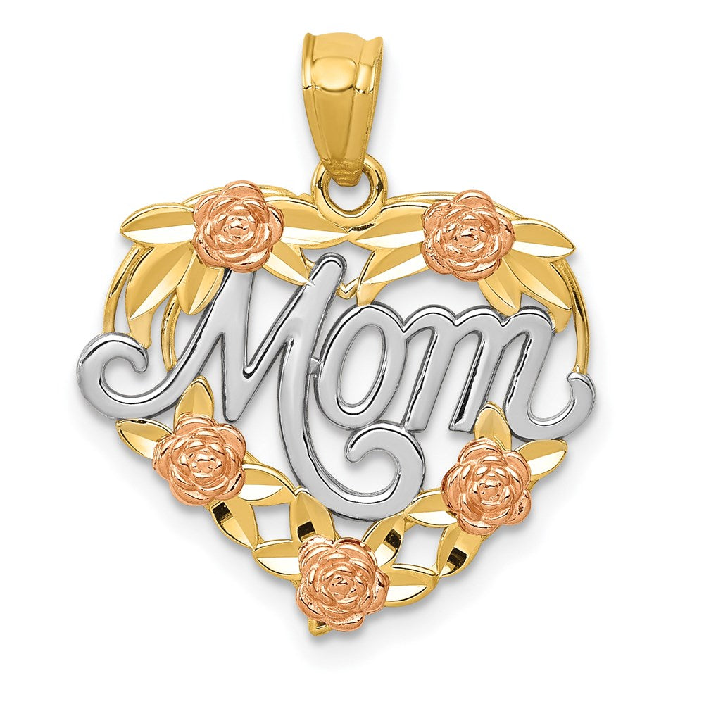 Diamond-cut;Polished;14K Two-tone;Rhodium