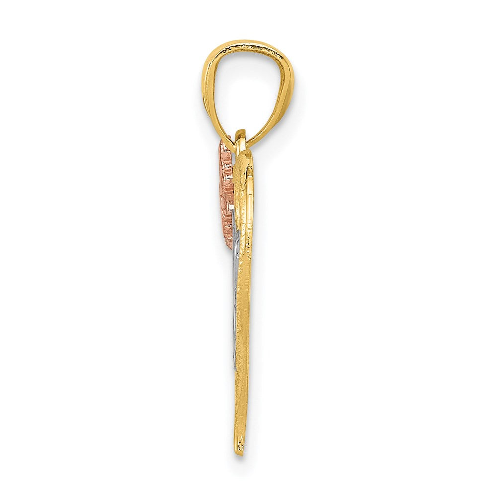 14k Two-tone with White Rhodium MOM with Butterfly Heart Pendant