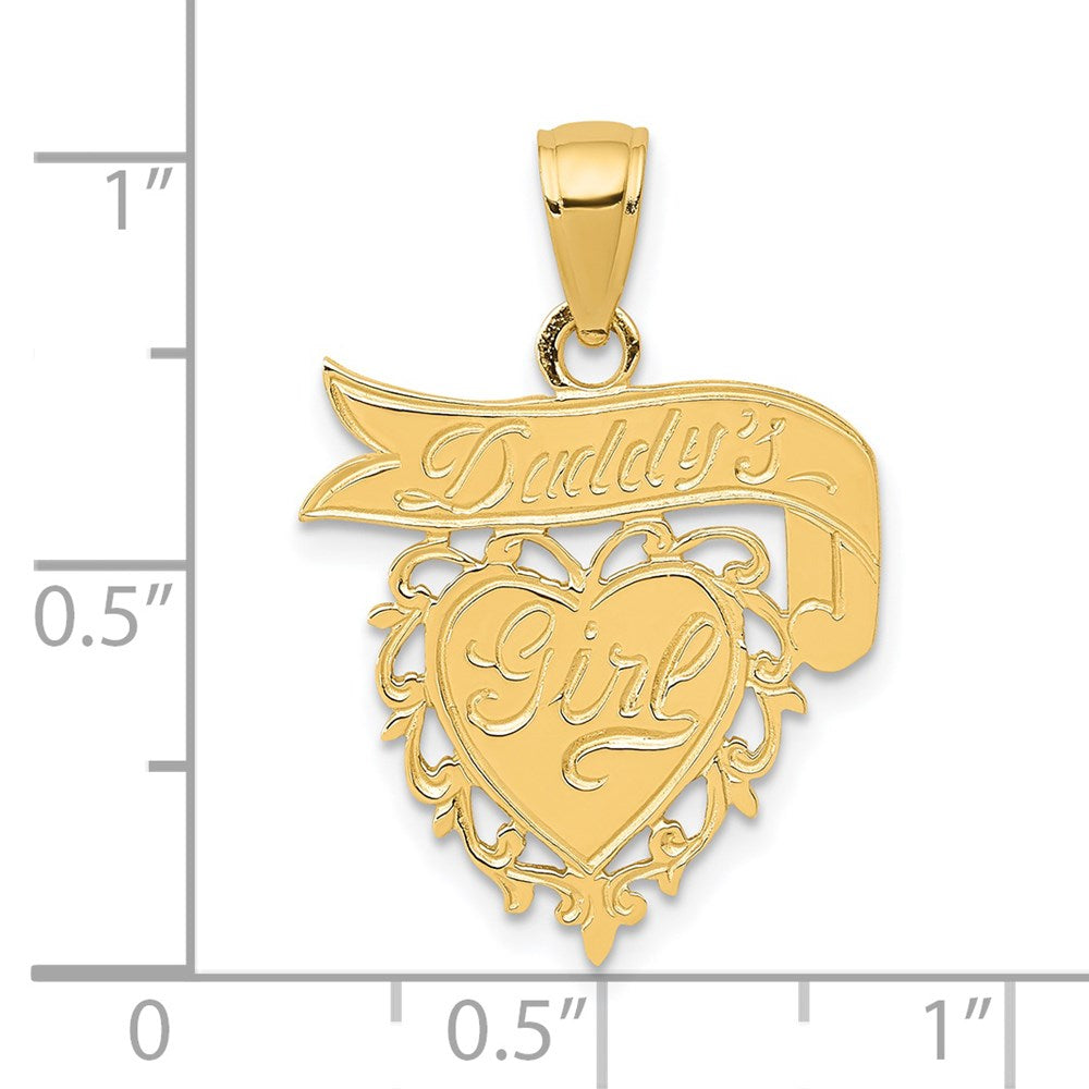 14k DADDYS GIRL Heart with Banner Pendant