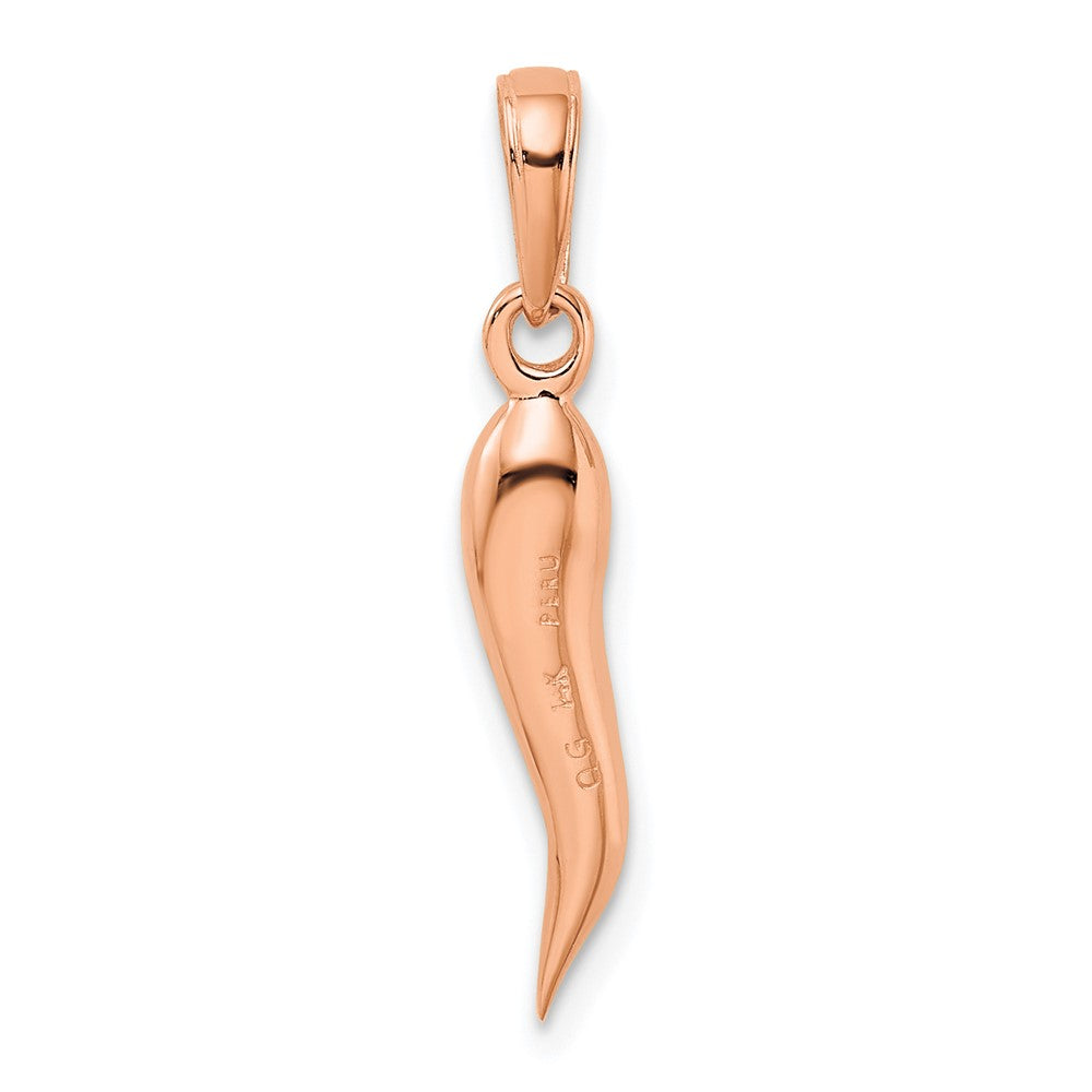 14k Rose Gold Medium 3-D Italian Horn Pendant