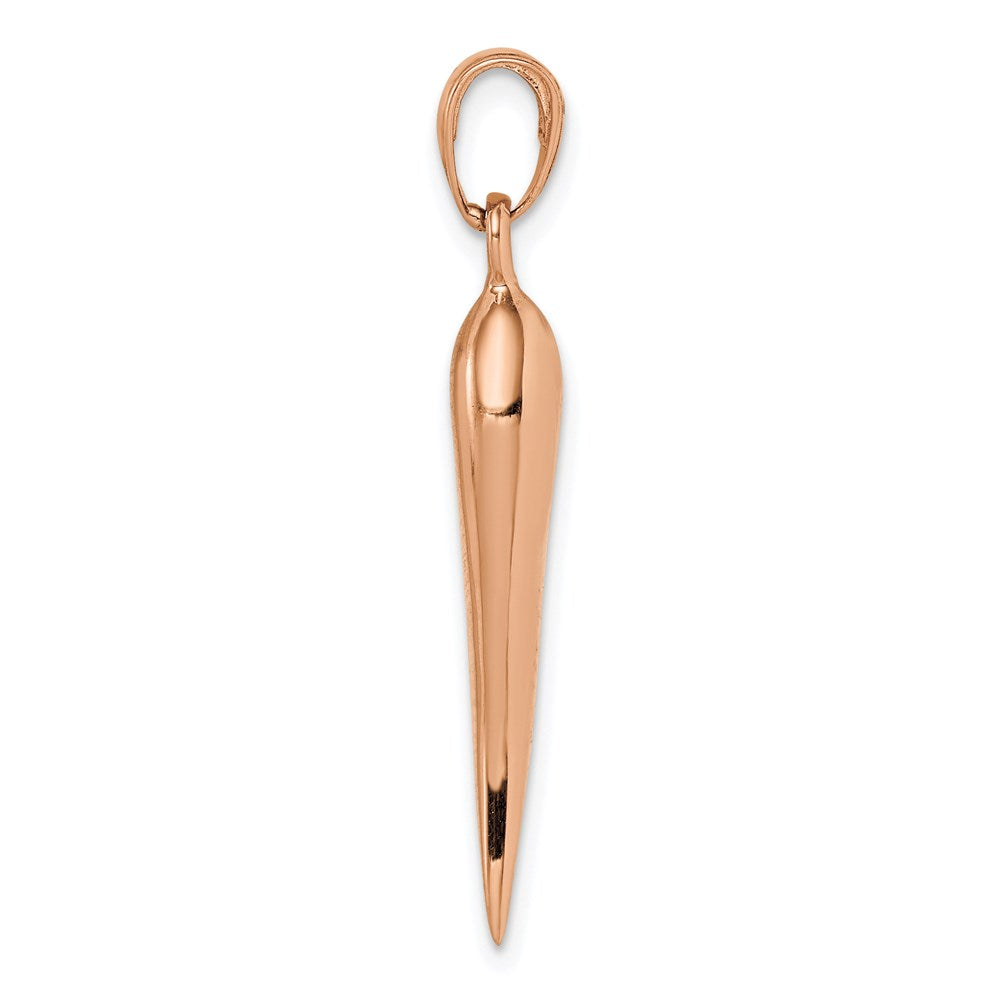 14k Rose Gold Large 3-D Italian Horn Pendant
