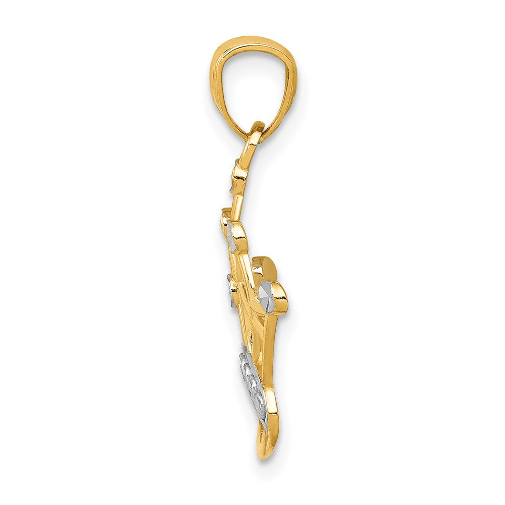 14k and White Rhodium Crown Pendant