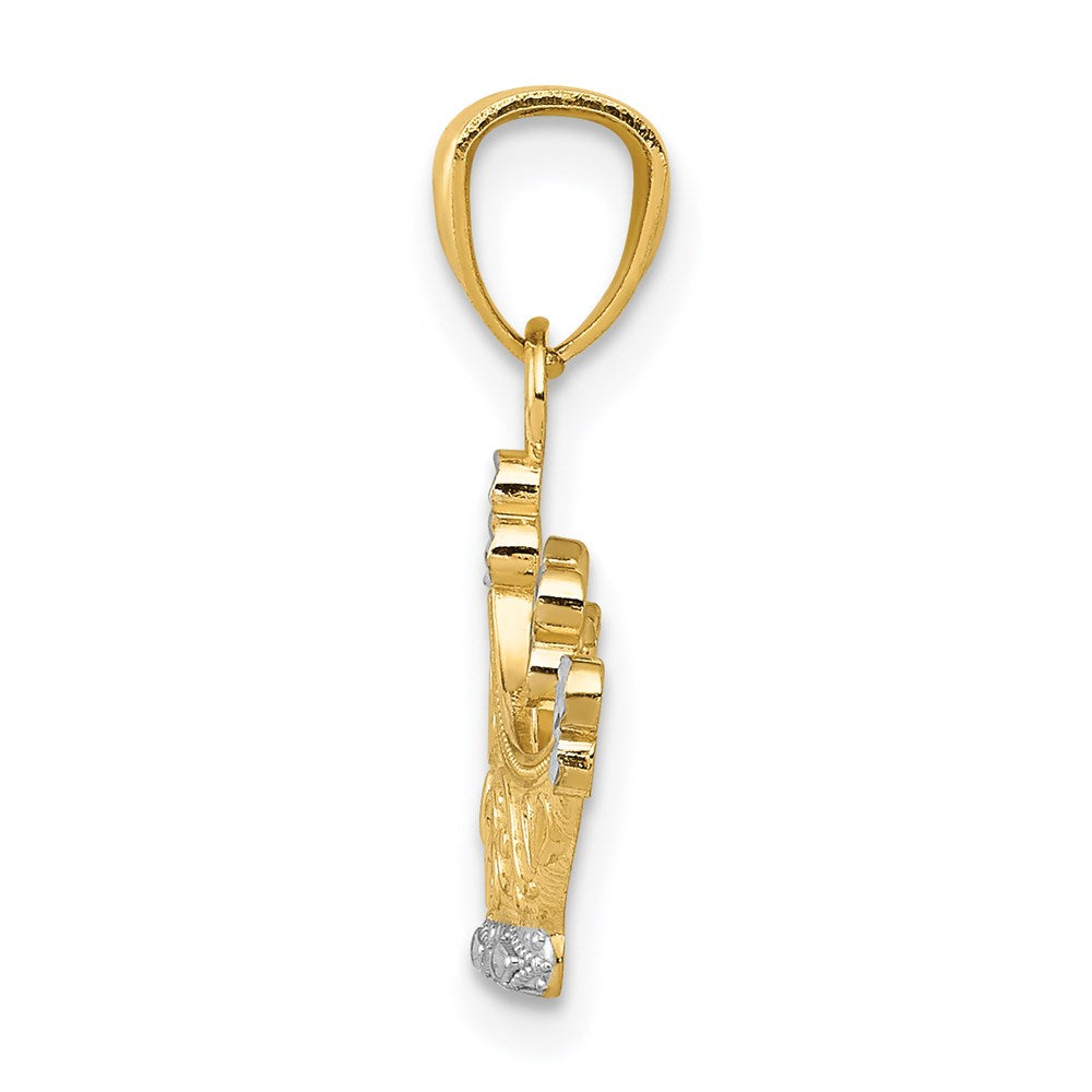 14k and White Rhodium Crown Pendant