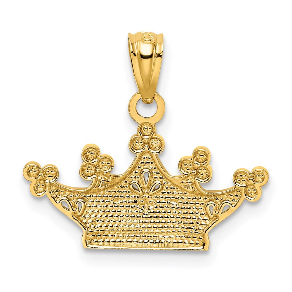 14k and White Rhodium Crown Pendant