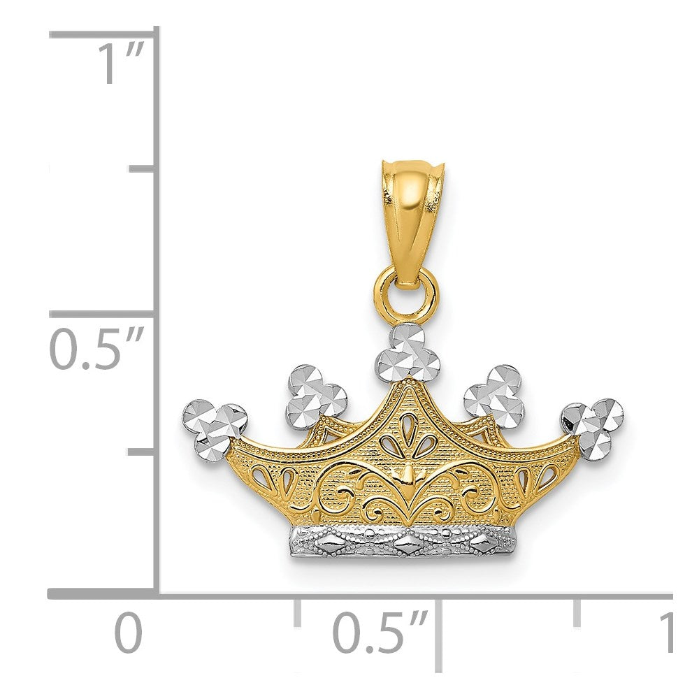 14k and White Rhodium Crown Pendant