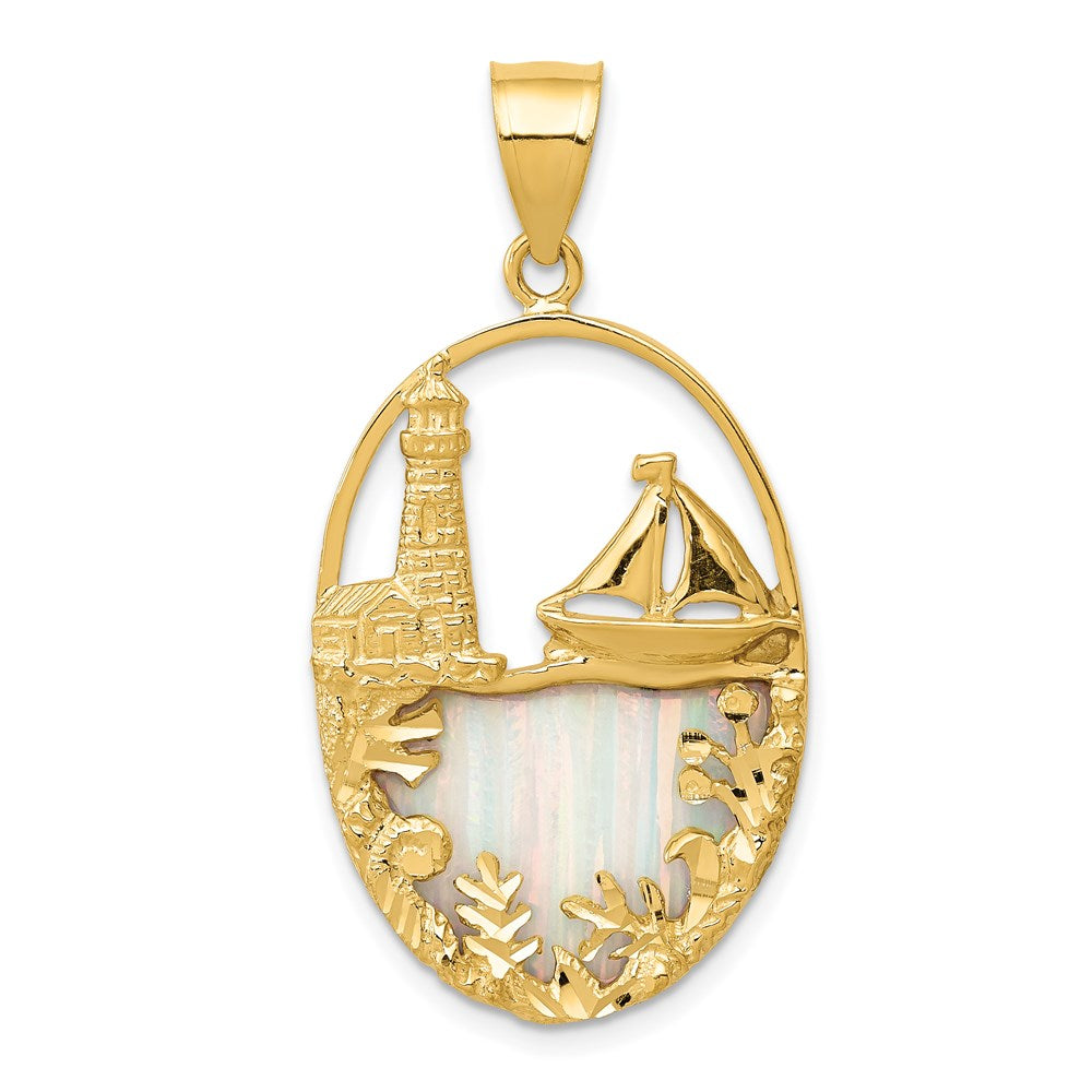 Polished;14k Yellow gold;Open back;Textured;Imitation opal
