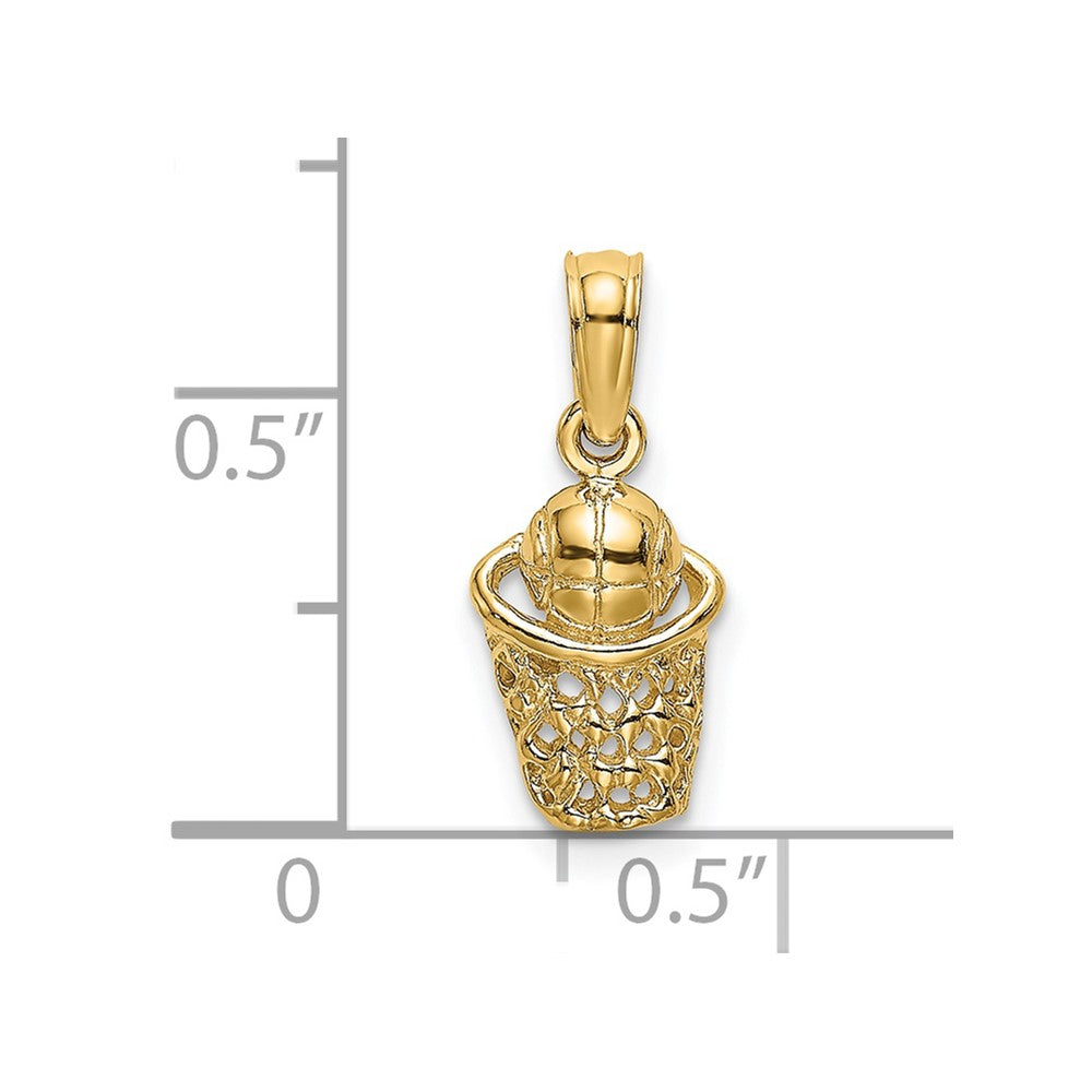 14k Mini Basketball with Net Charm