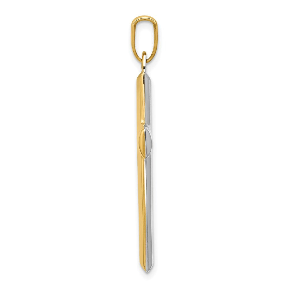 14K and White Rhodium Reversible Yellow/White Cross Pendant