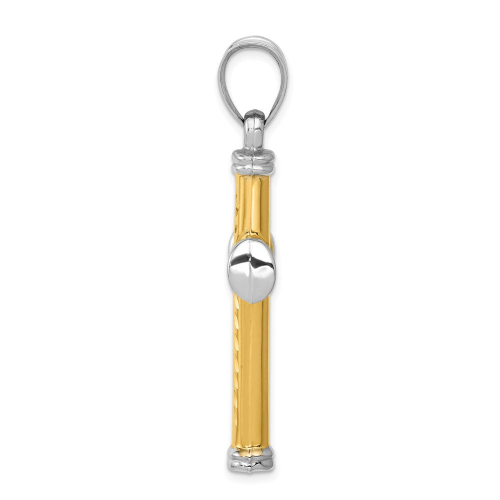 14K Two-Tone and White Rhodium Diamond-cut Reversible Cross Pendant