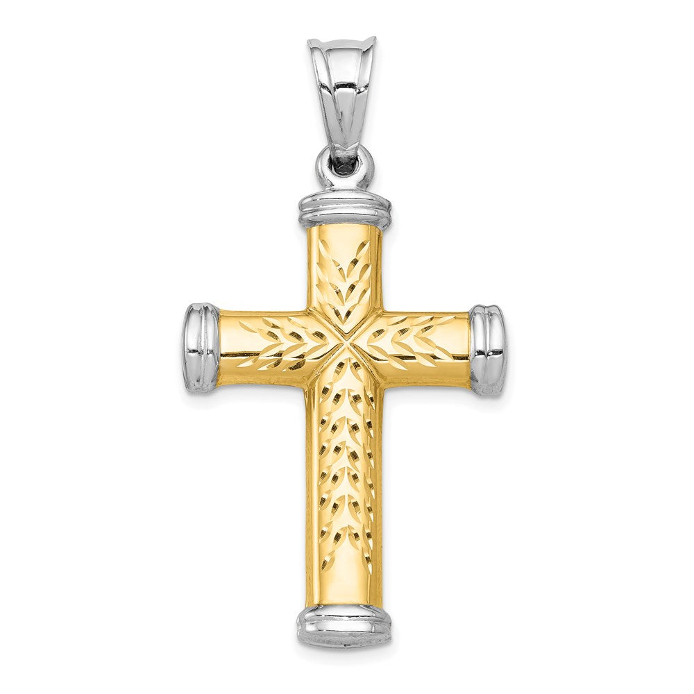 Diamond-cut;Polished;14K Two-tone;Hollow;Reversible;Rhodium