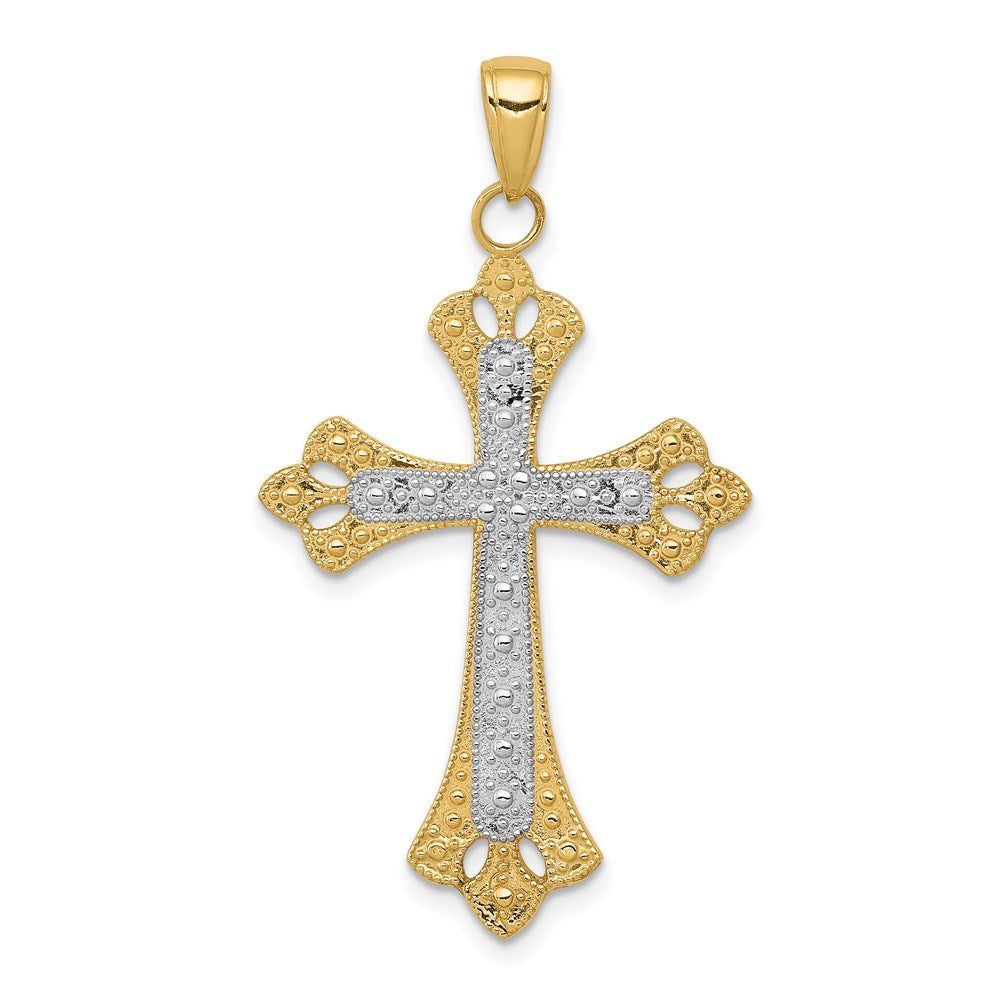 Solid;Casted;14K Yellow gold & rhodium;Textured;Textured back