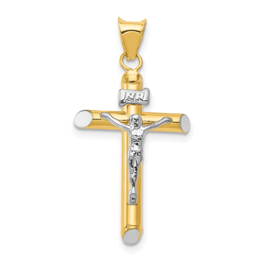 Polished;14K Two-tone;Hollow;Rhodium