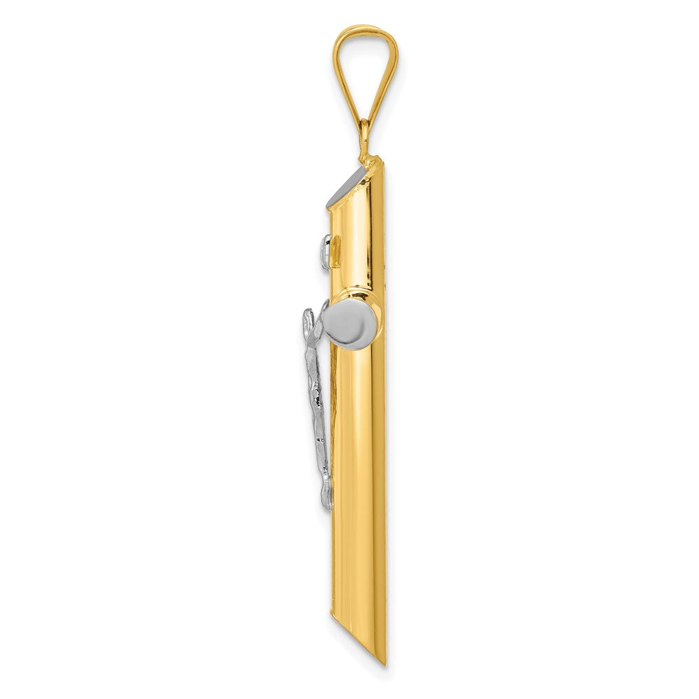 14K Two-Tone and White Rhodium Inri Crucifix Pendant