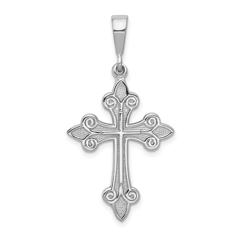 Solid;Casted;14K White gold;Textured back;Polished & satin