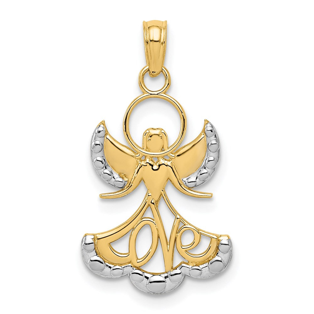 Solid;Casted;Polished;Open back;14K Yellow gold & rhodium