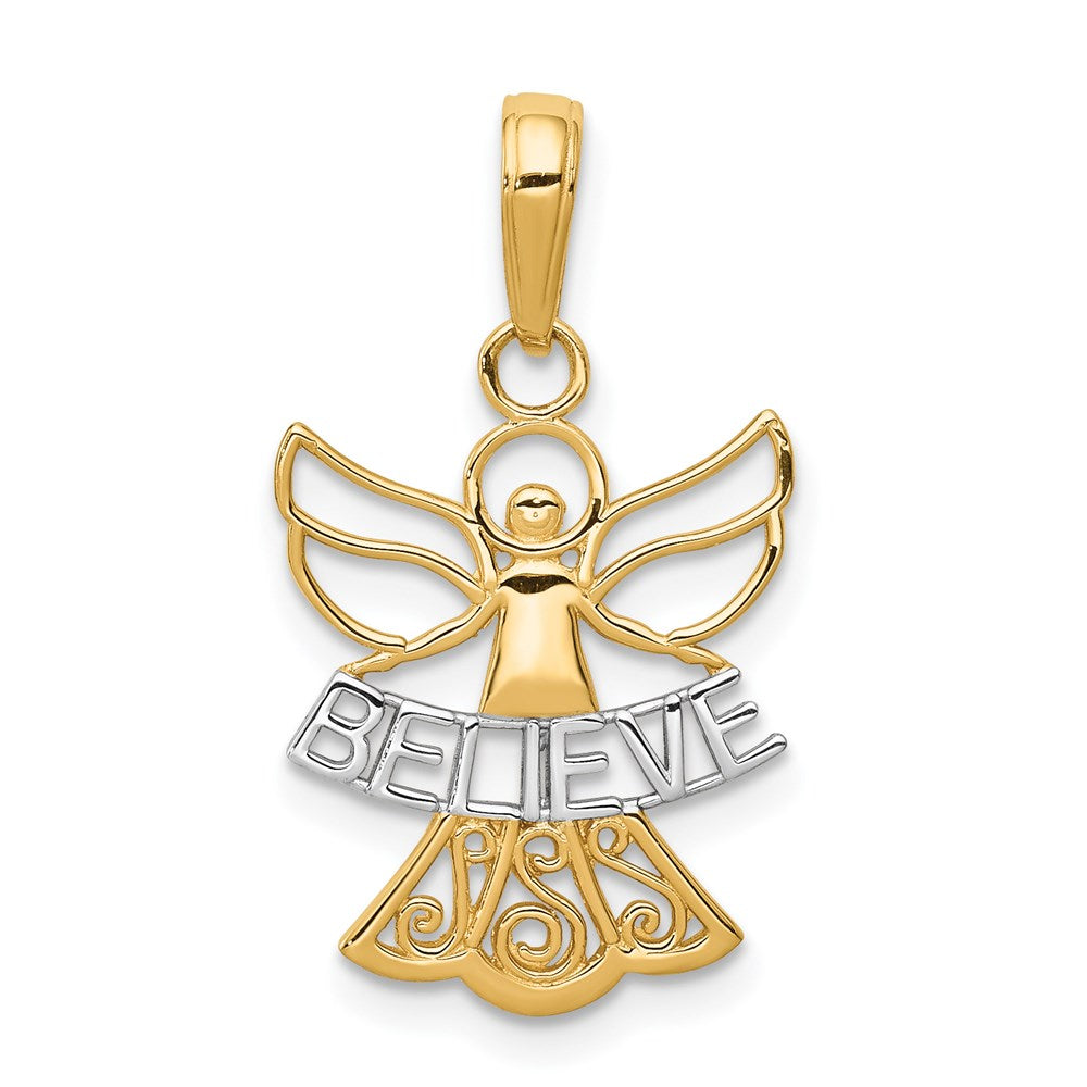 Solid;Casted;Diamond-cut;Polished;Open back;14K Yellow gold & rhodium