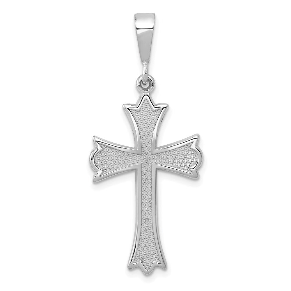 Solid;Casted;Polished;Satin;14K White gold;Not engraveable;Textured;Textured back