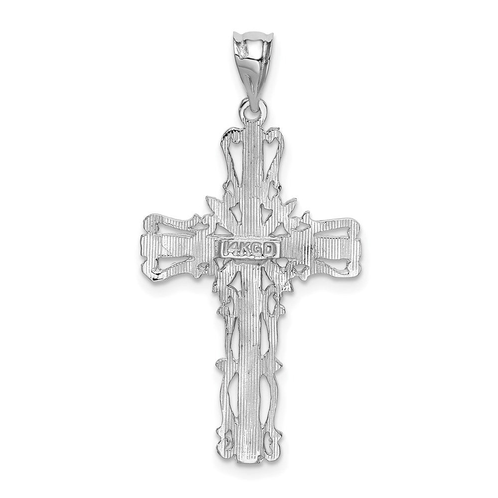 14k White Gold Fancy Latin Cross Pendant