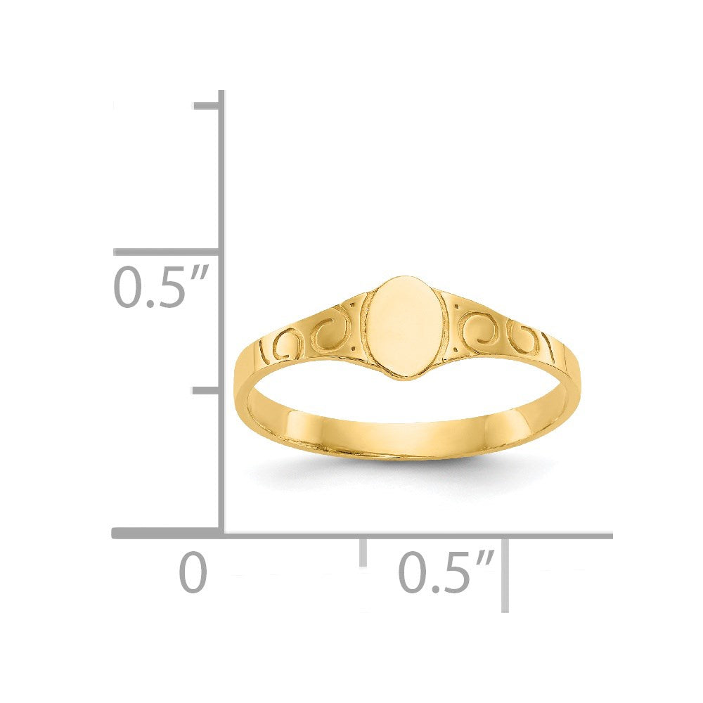 14k Polished Oval Baby Signet Ring