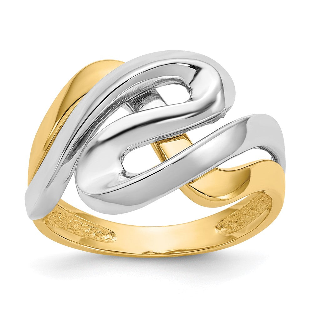 Solid;Casted;Polished;14K Yellow gold & rhodium;Open face