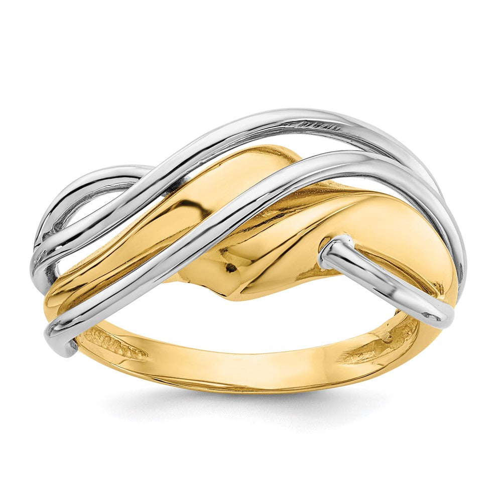 Solid;Casted;Polished;14K Two-tone;Open back
