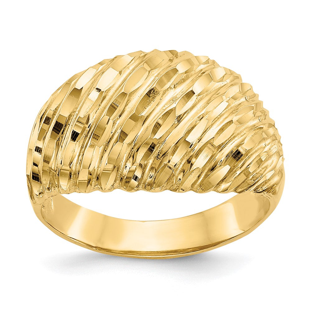 Solid;Casted;Diamond-cut;Polished;14k Yellow gold;Open back