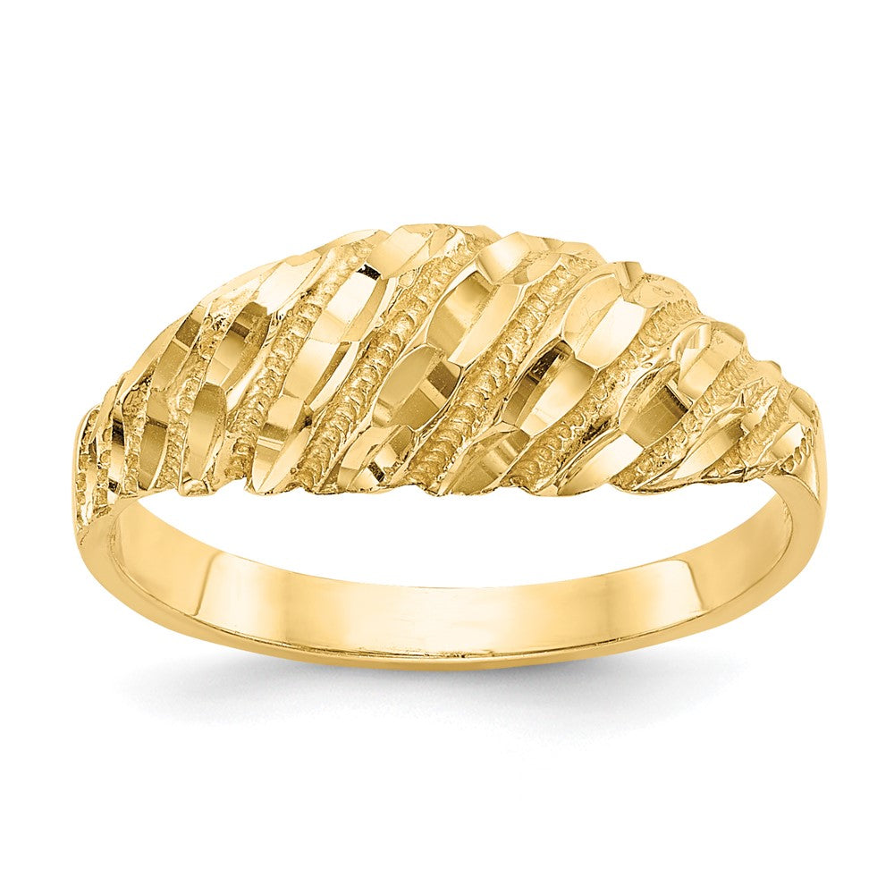 Solid;Casted;Diamond-cut;Polished;14k Yellow gold;Open back