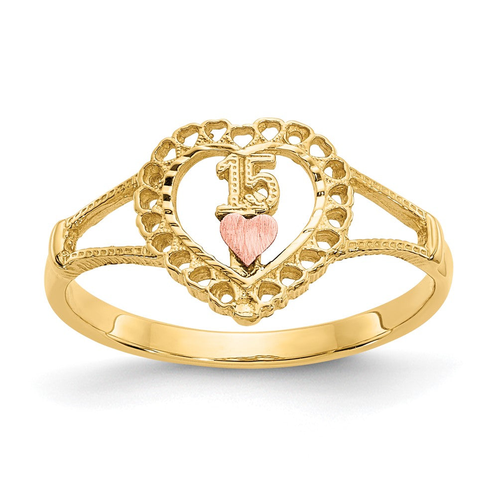 Solid;Casted;Polished;14K Two-tone;Open face