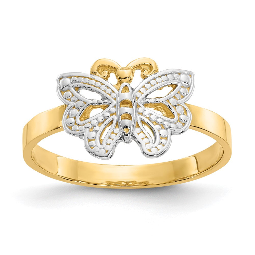 Solid;Casted;Polished;14K Yellow gold & rhodium