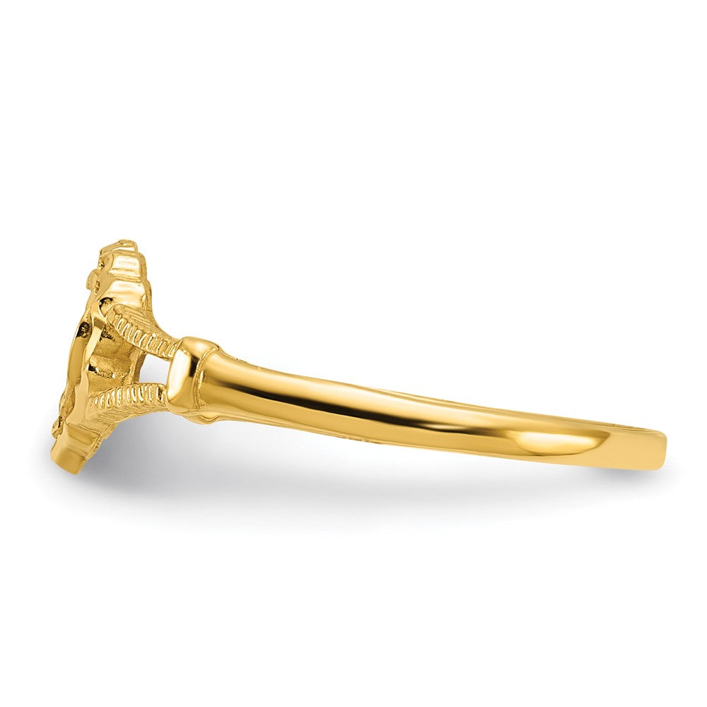 14K Diamond-Cut Childs Heart & Cross Ring