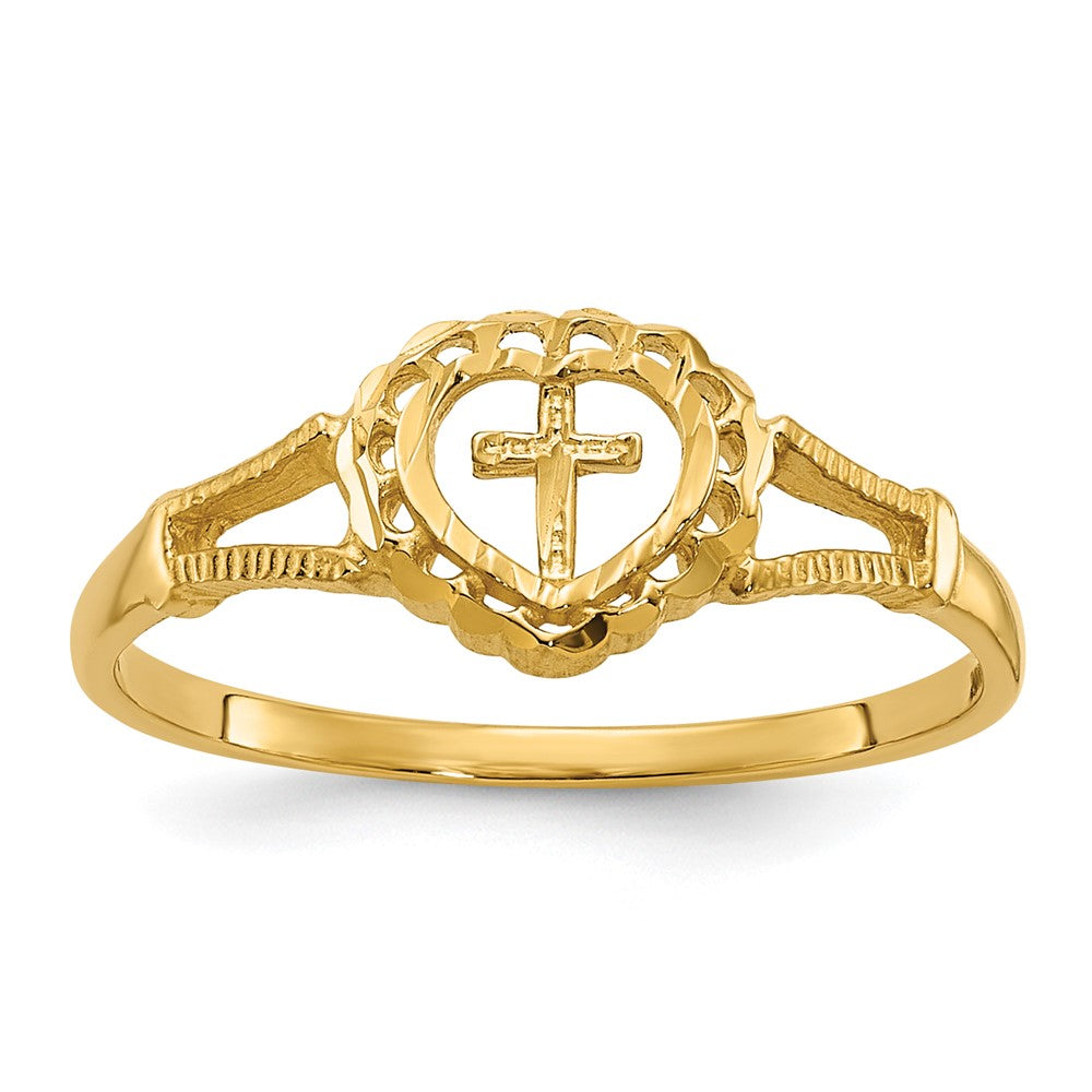 Solid;Diamond-cut;Polished;14k Yellow gold;Open face