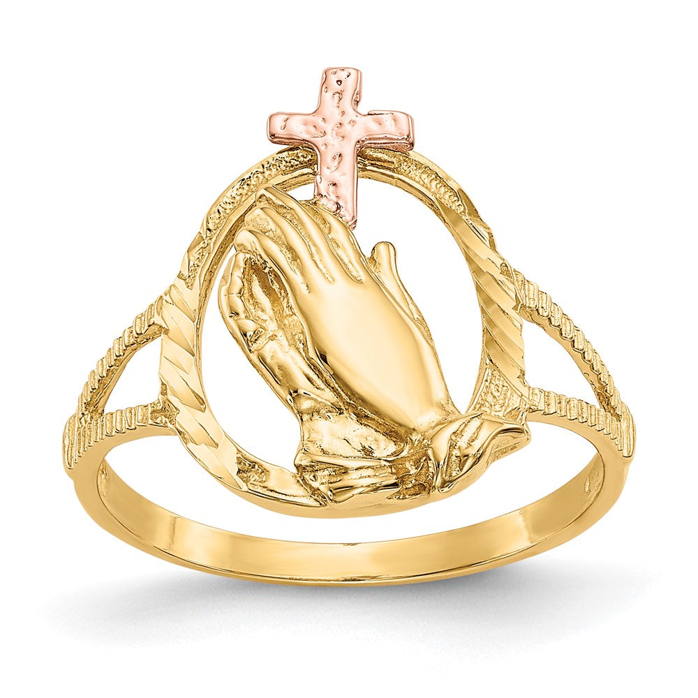 Solid;Casted;Diamond-cut;Polished;14K Two-tone;Open back