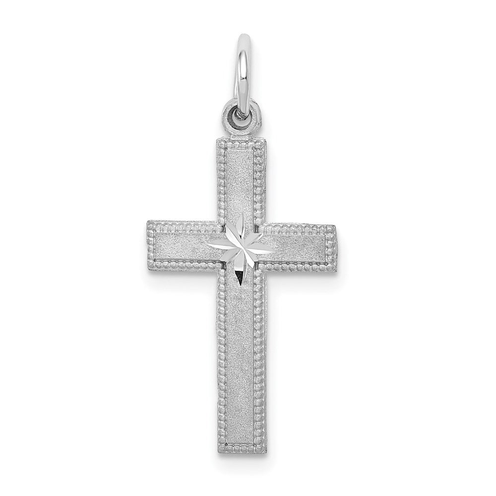 Solid;Casted;Diamond-cut;Satin;14K White gold;Flat back;Textured back