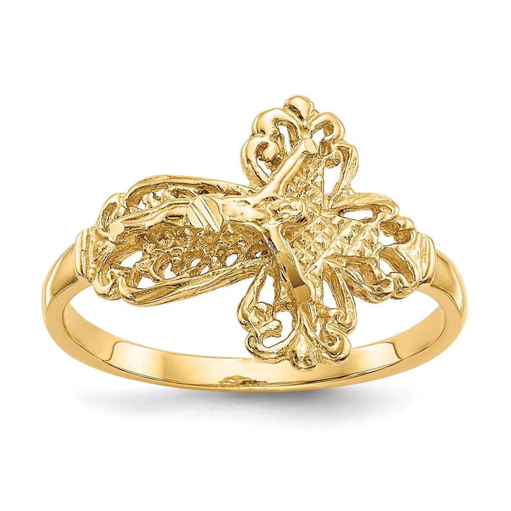 Solid;Casted;Diamond-cut;Polished;14k Yellow gold;Filigree
