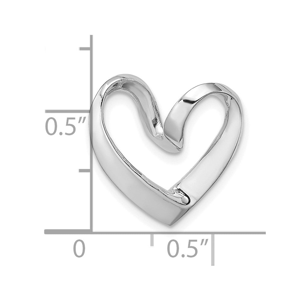 14K White Gold Polished Spiral Heart Chain Slide