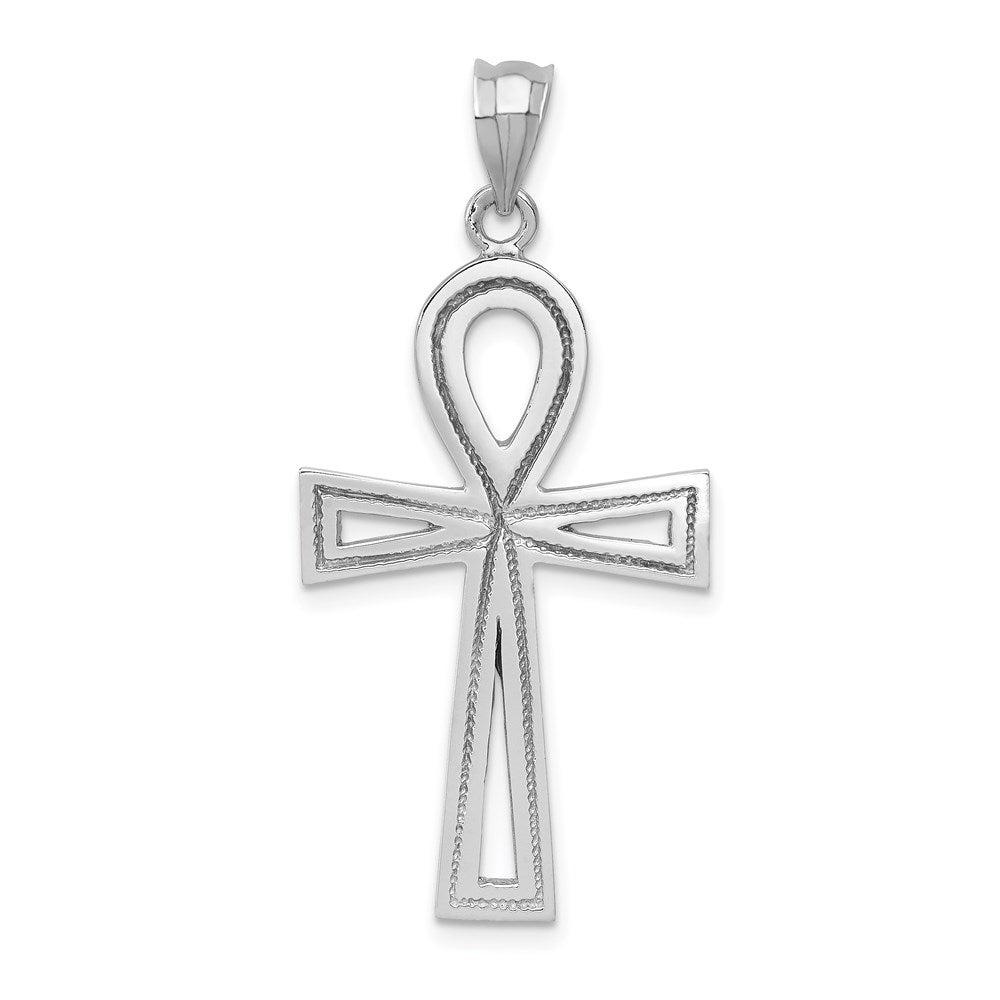 Solid;Casted;Polished;14K White gold;Textured;Textured back
