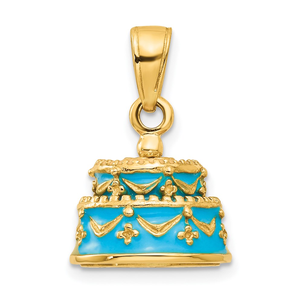 Polished;3-D;14k Yellow gold;Enamel