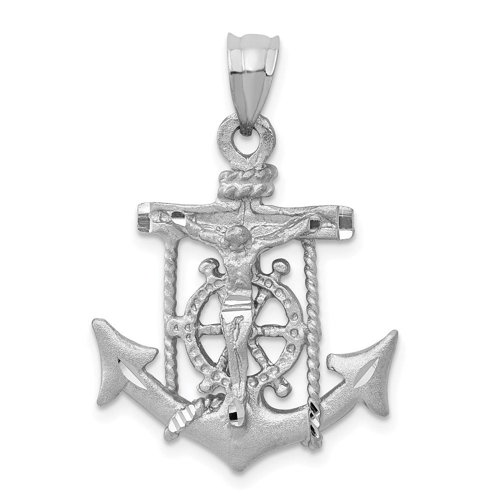 Solid;Casted;Diamond-cut;Satin;14K White gold