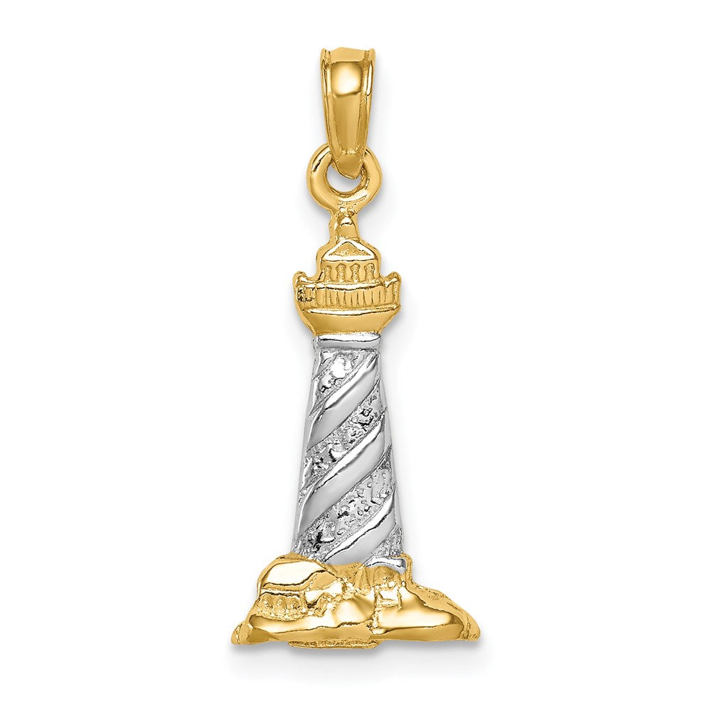 Polished;3-D;14K Yellow gold & rhodium