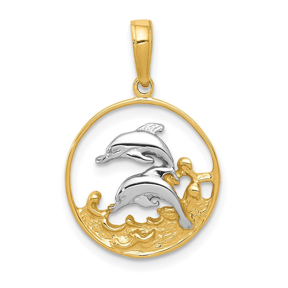 Solid;Casted;Polished;Open back;14K Yellow gold & rhodium;Textured
