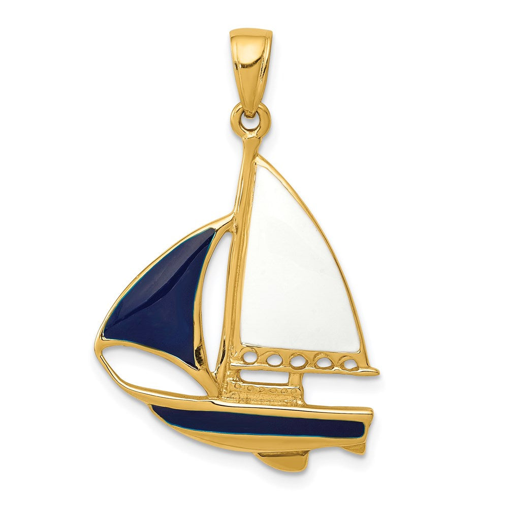 Polished;14k Yellow gold;Blue Enamel;White Enamel