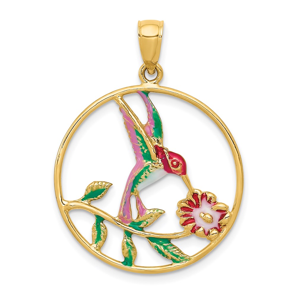 Solid;Polished;14k Yellow gold;Open back;Enamel;Textured;Textured back